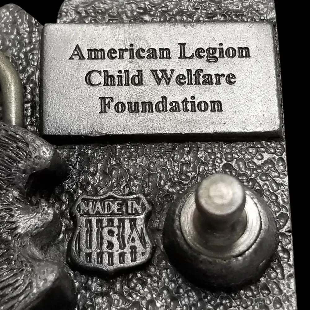 Vintage Belt Buckle Pewter CWF American Legion‎ Child Welfare Foundation Eagle